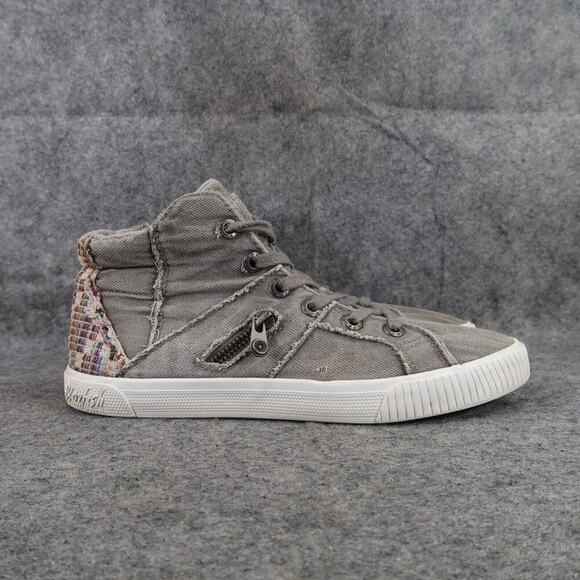 Blowfish Shoes Girls 6 Sneakers Casual Fruitcake High Top Distressed Canvas Grey - Picture 2 of 11